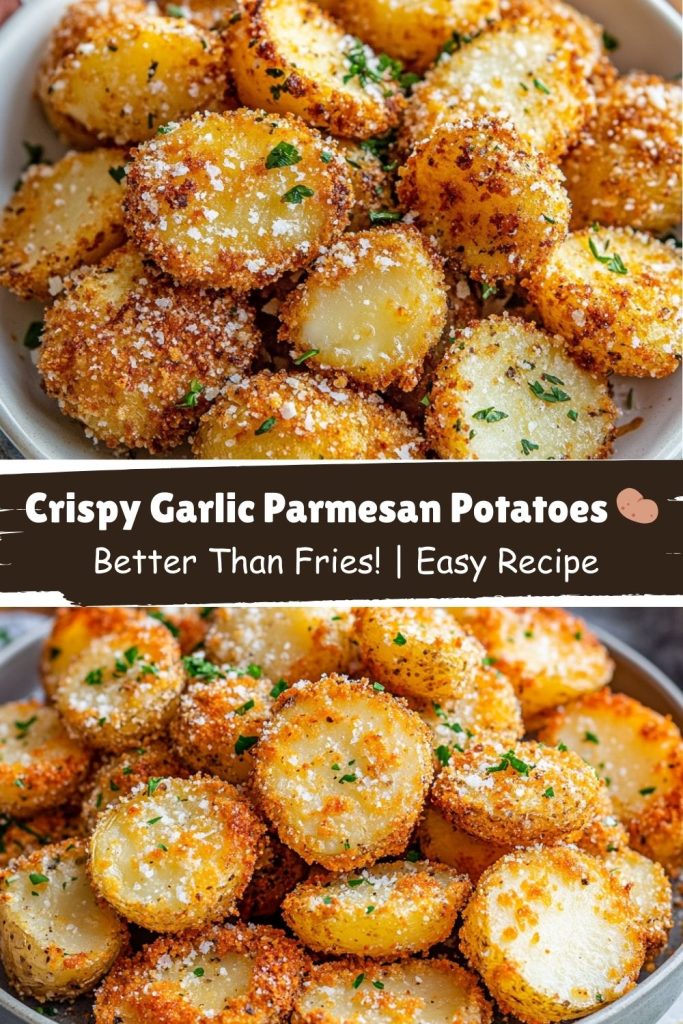 Crispy Garlic Parmesan Crusted Potatoes