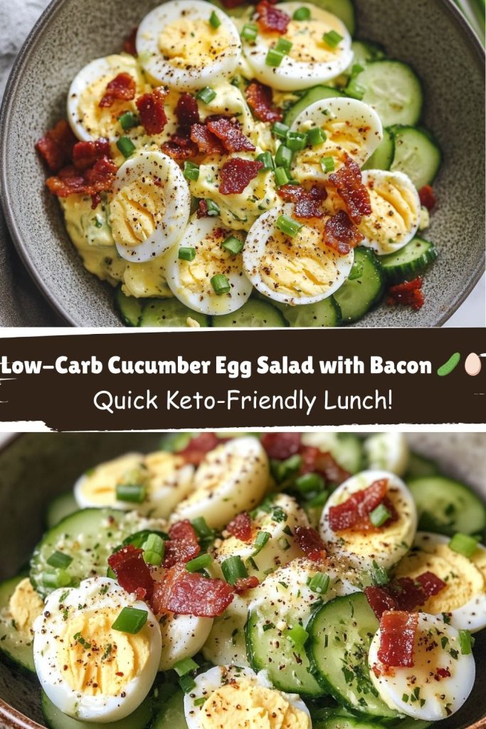 Low-Carb Cucumber Egg Salad with Bacon