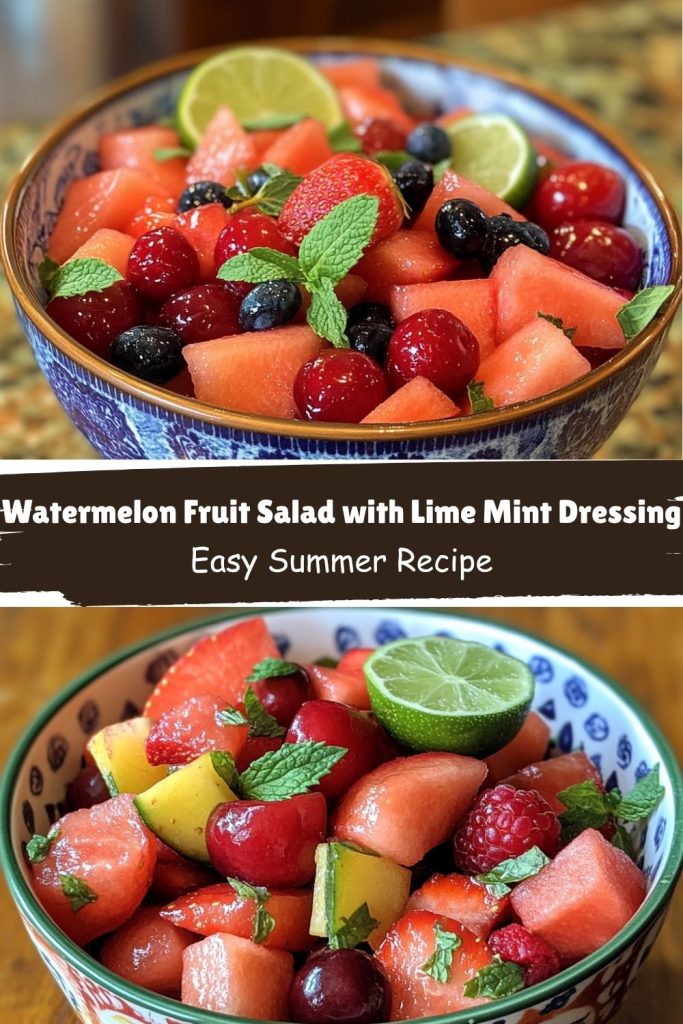 Watermelon Fruit Salad with Lime Mint Dressing