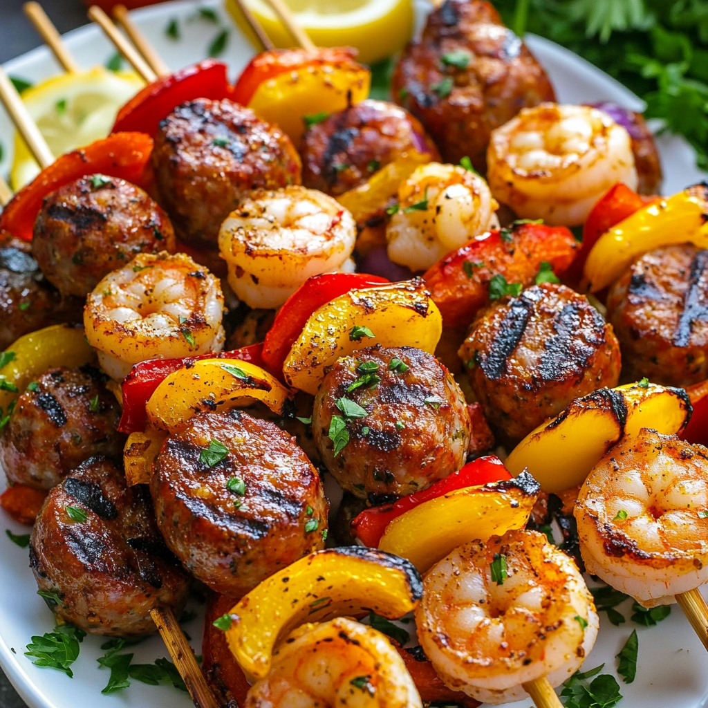 Cajun Grilled Shrimp & Sausage Skewers
