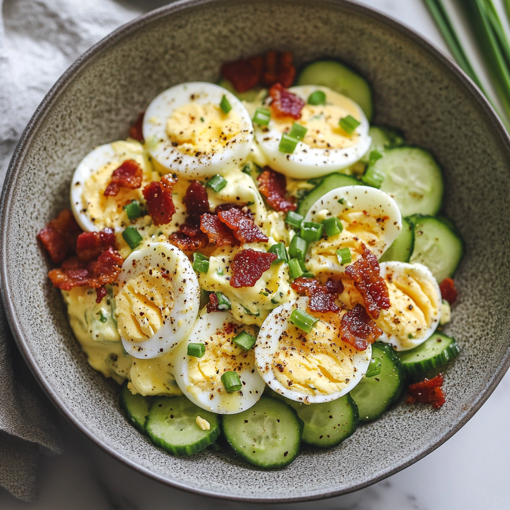 Low Carb Cucumber Egg Salad With Bacon