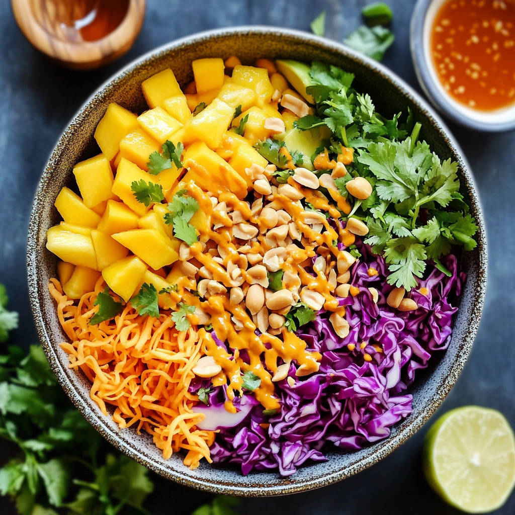 Mango Sriracha Peanut Crunch Salad