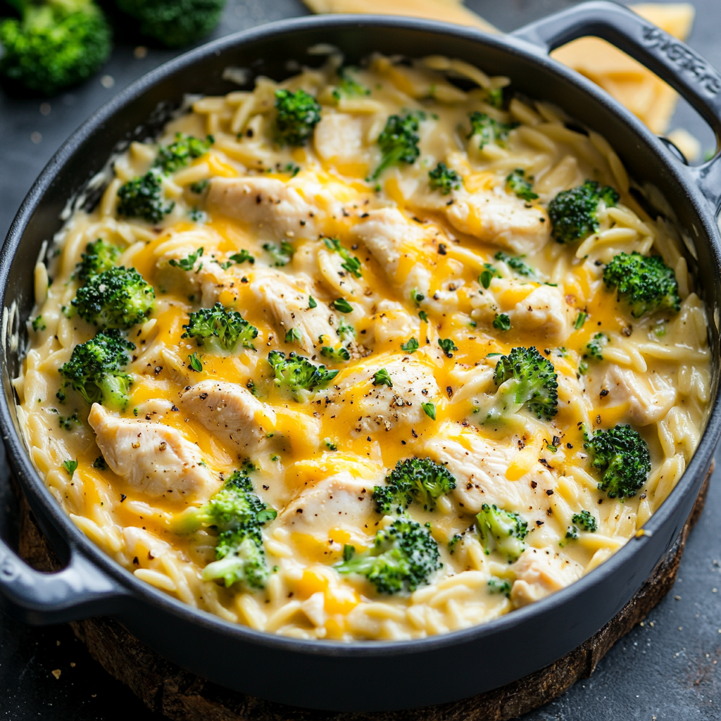 Cheesy Chicken Broccoli Orzo
