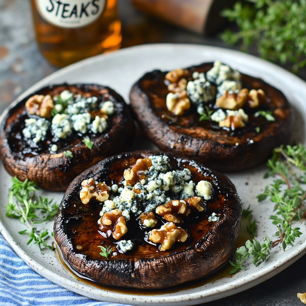 Portobello Mushroom “Steaks” with Blue Cheese