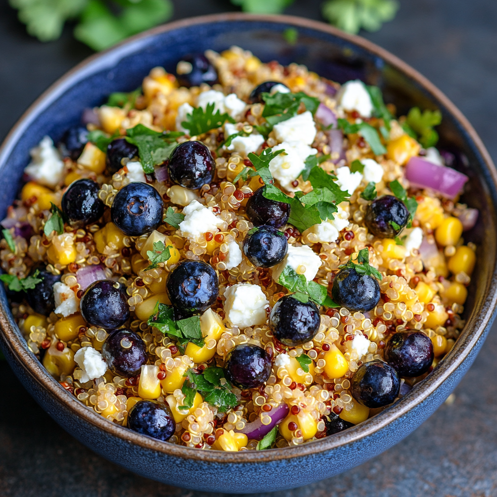 Grilled Corn & Blueberry Quinoa Salad