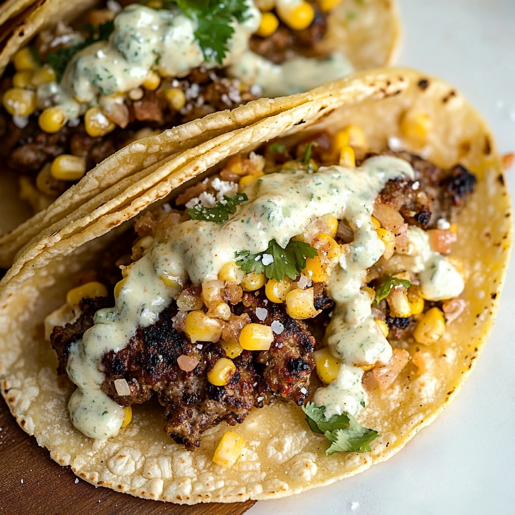 Street Corn Smash Burger Tacos