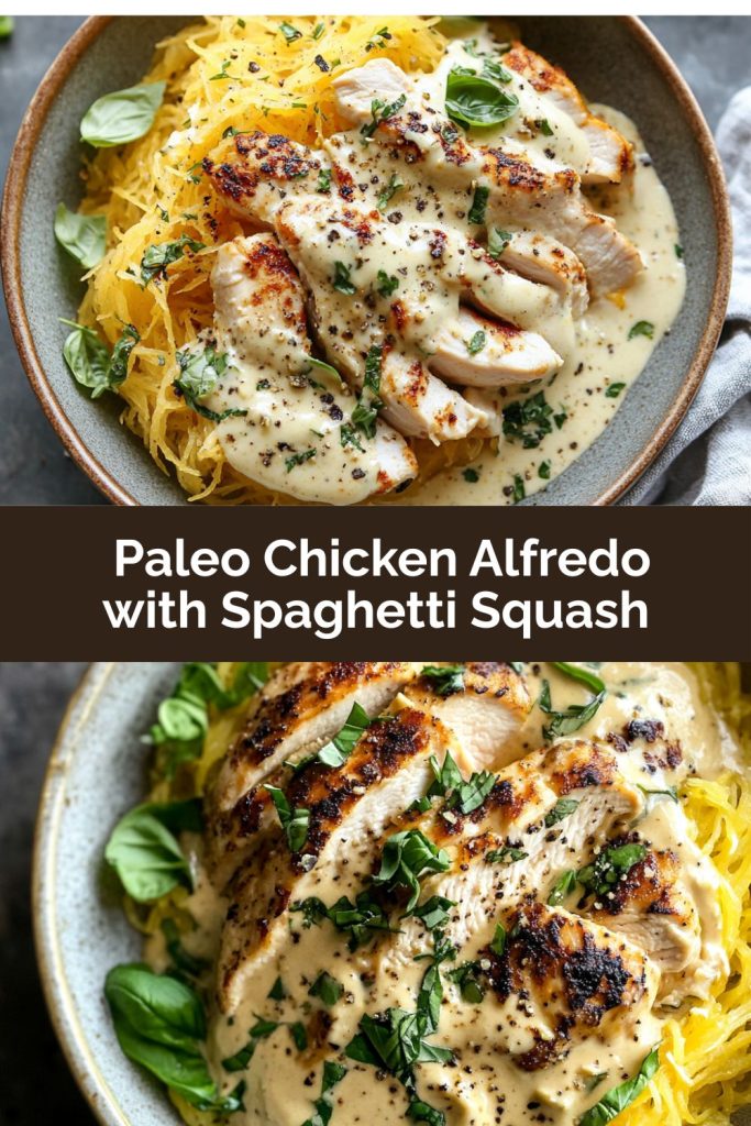 Paleo Chicken Alfredo with Spaghetti Squash (Whole30)