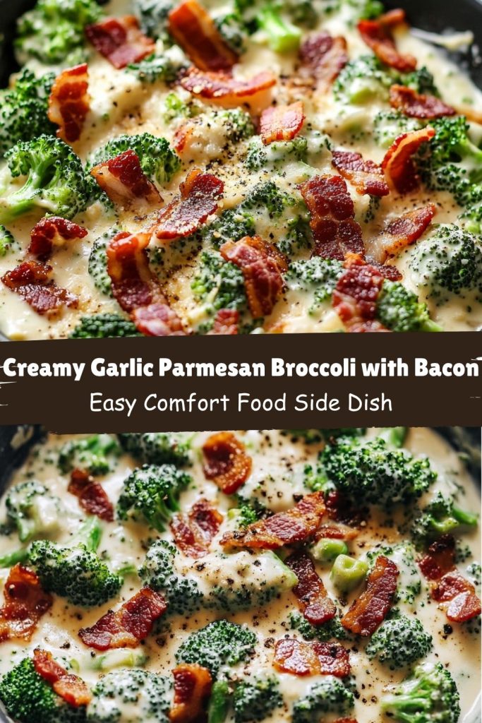 Creamy Garlic Parmesan Broccoli with Bacon
