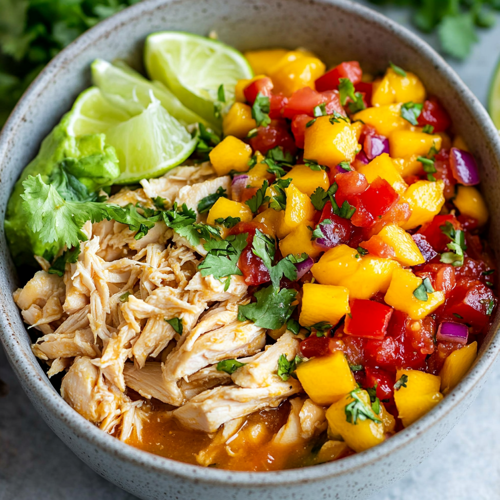 Crockpot Mango Salsa Chicken