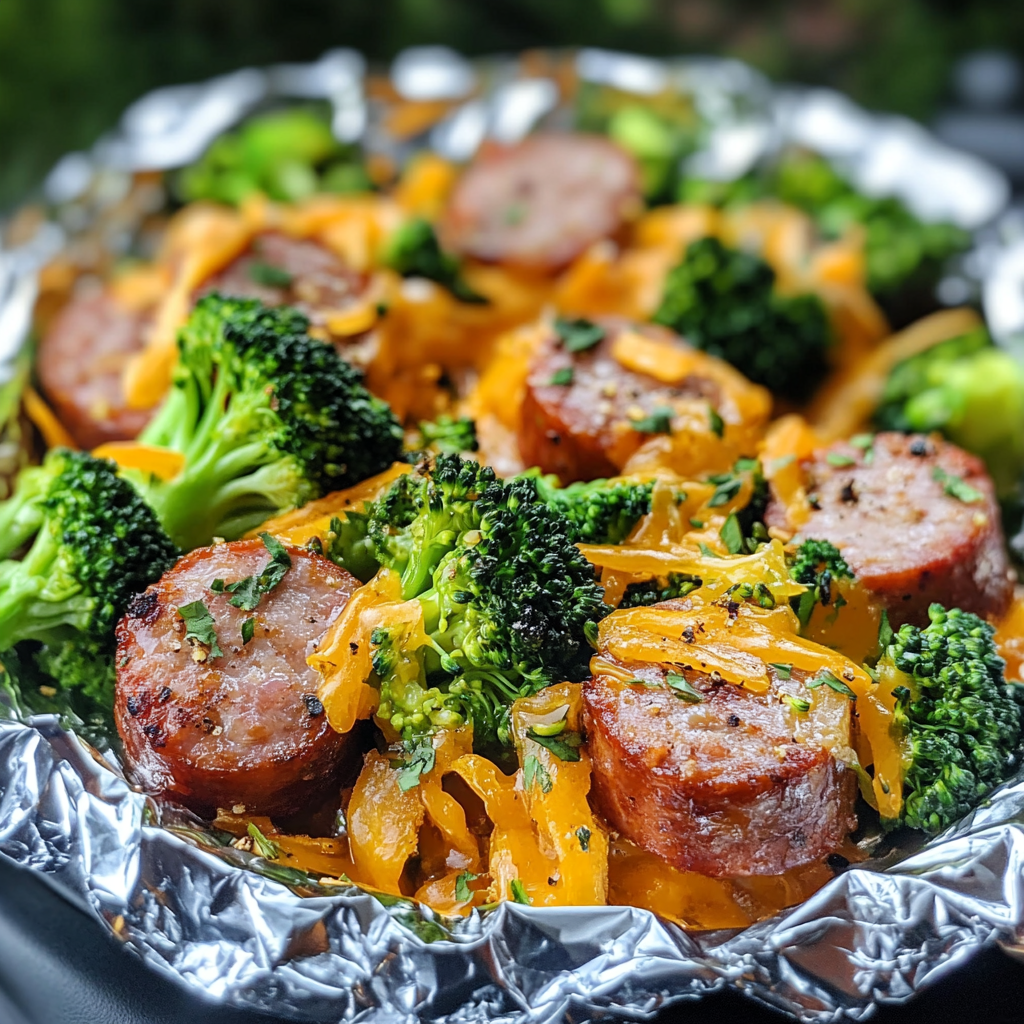 Sausage Broccoli Cheddar Foil Packs