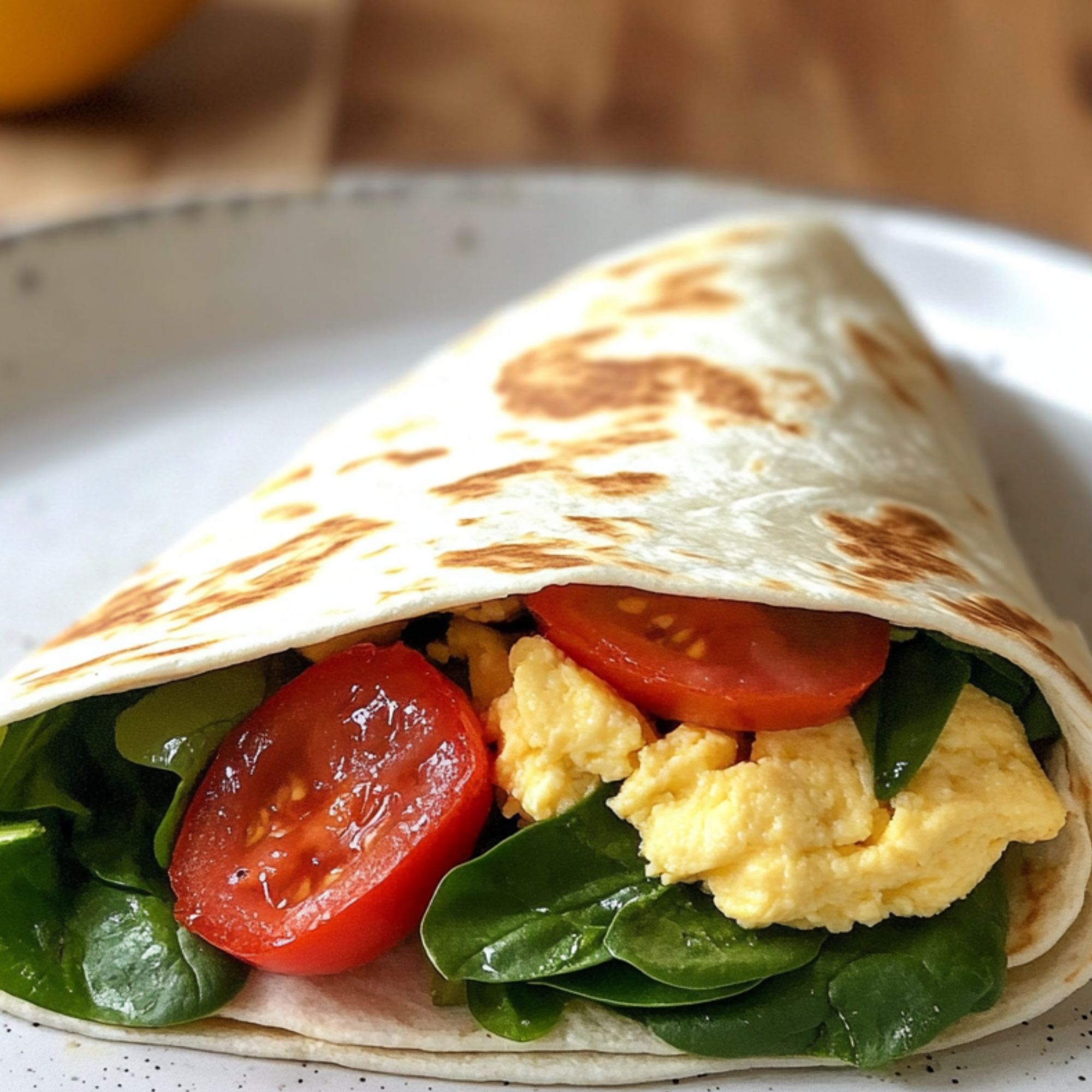 Tomato, Spinach & Egg White Breakfast Wrap