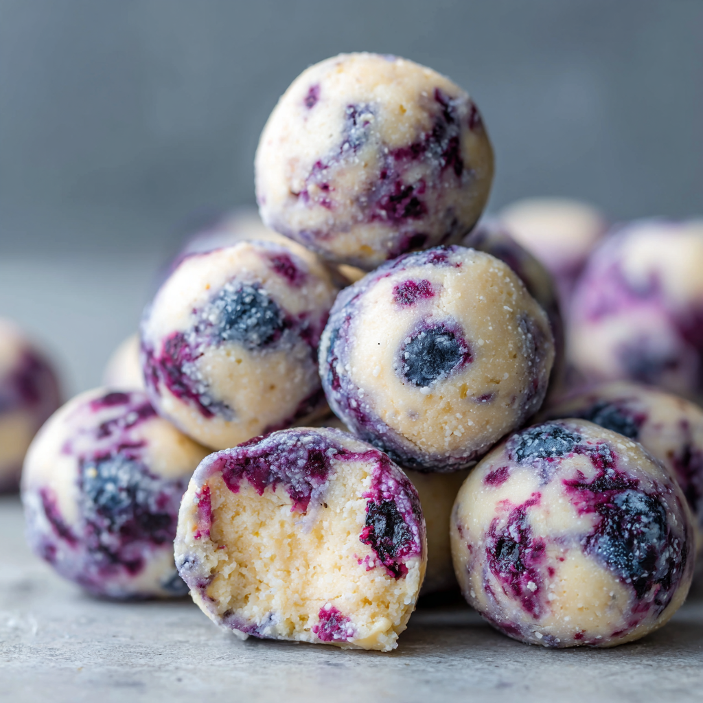 Creamy Blueberry Cheesecake Protein Energy Bites