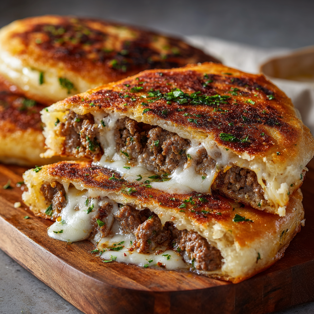 Cheese-Stuffed Italian Arayes with Garlic Bread Pita