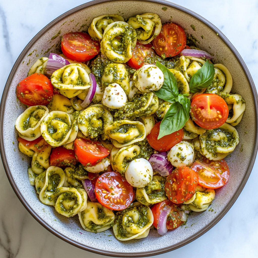 Easy Pesto Tortellini Pasta Salad