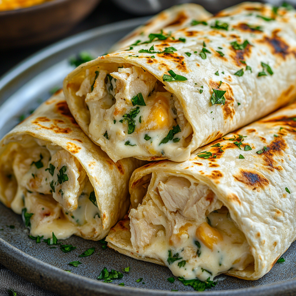 Cheesy Garlic Chicken Wraps