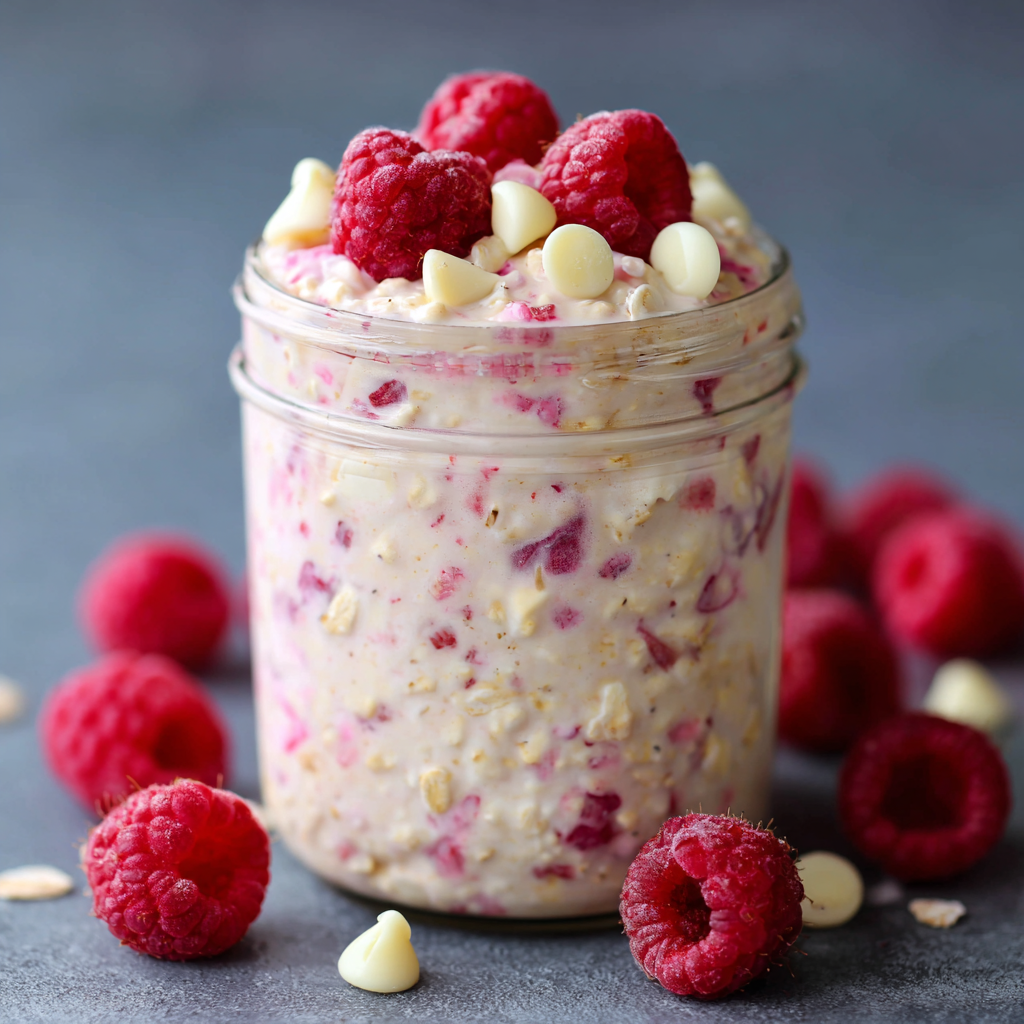 Raspberry White Chocolate Overnight Oats
