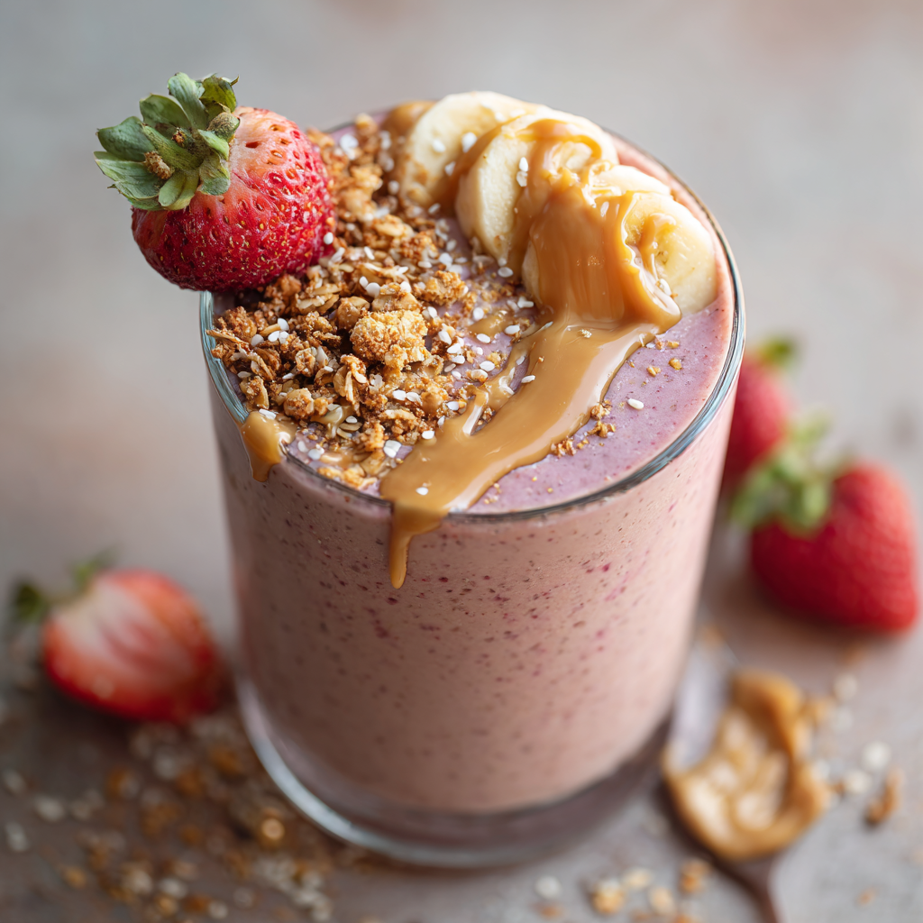 Strawberry Banana Coconut Protein Smoothie