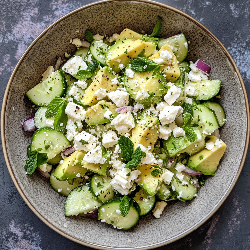 Cucumber Avocado Feta Salad