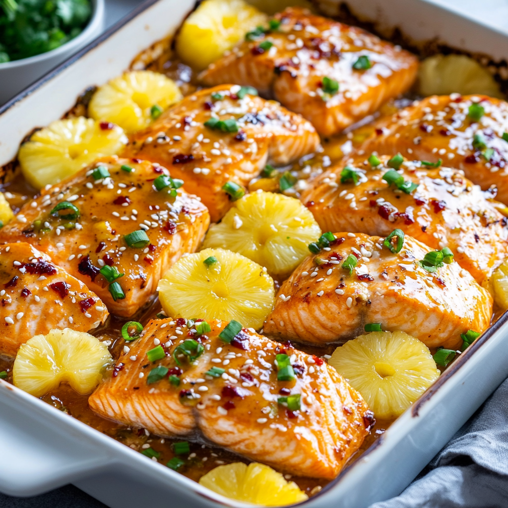 Sweet Chili Pineapple Salmon Bake