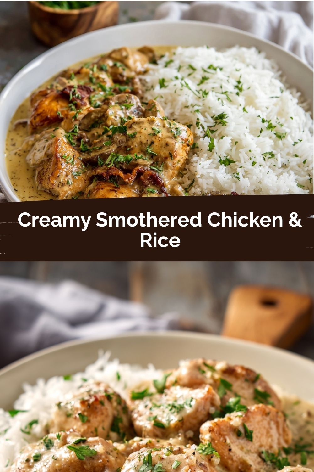 Creamy Smothered Chicken with White Rice - The Comfort Spoon
