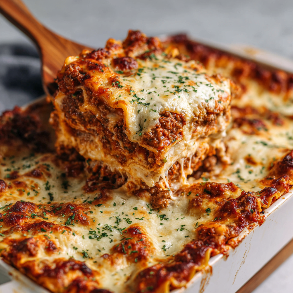 Classic Beef Lasagna with Ricotta & Mozzarella