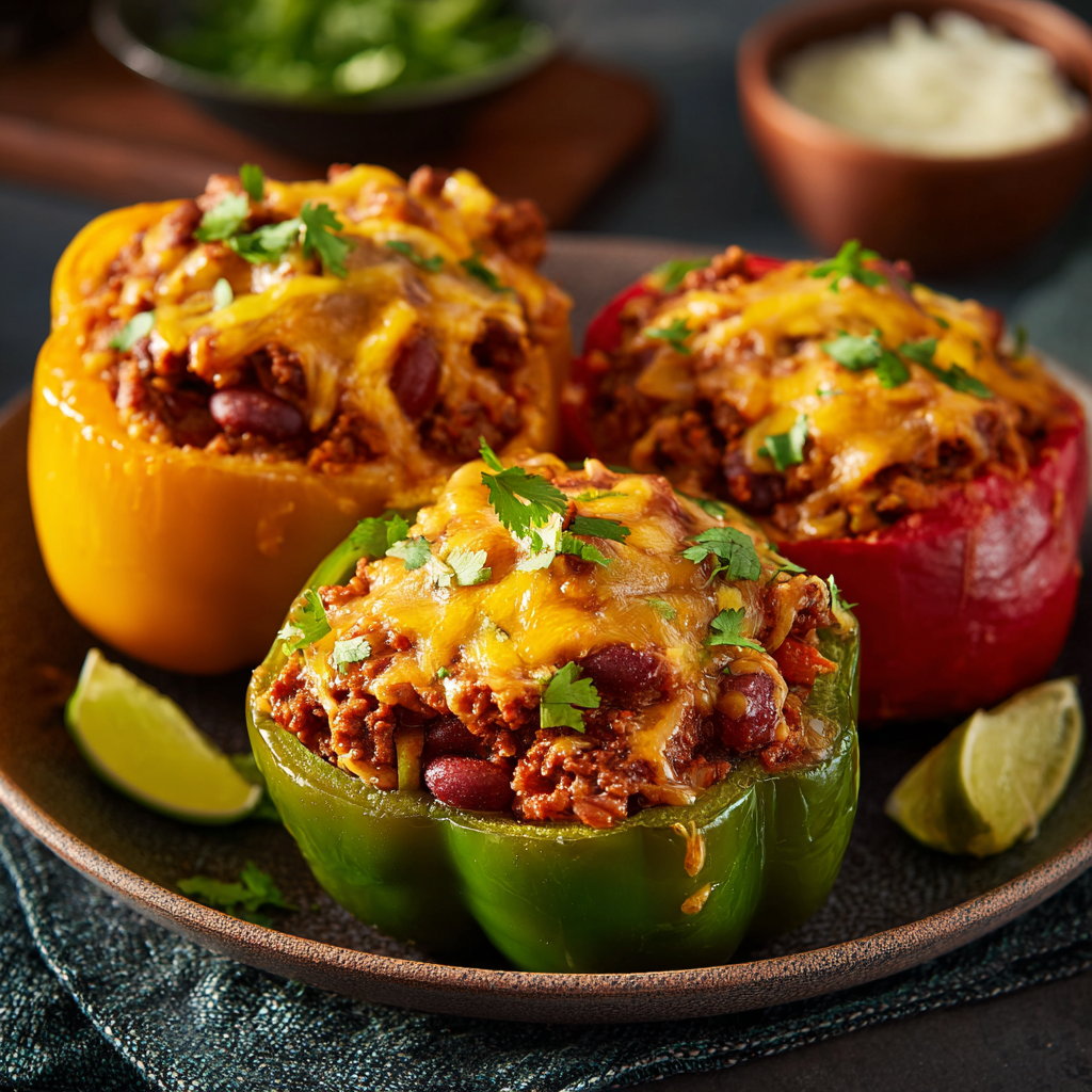 Easy Chili Cheese Stuffed Peppers