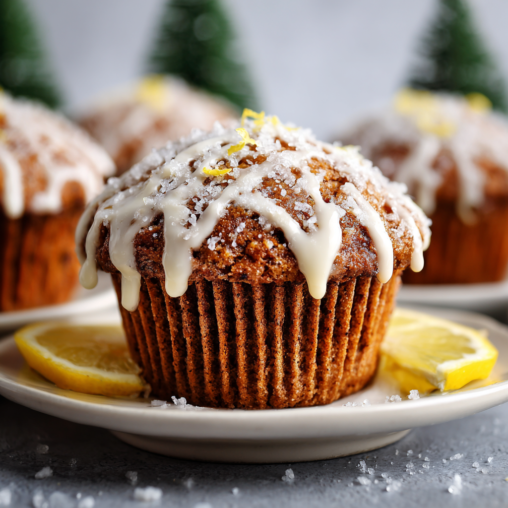 Gingerbread Muffins with Sweet Lemon Glaze