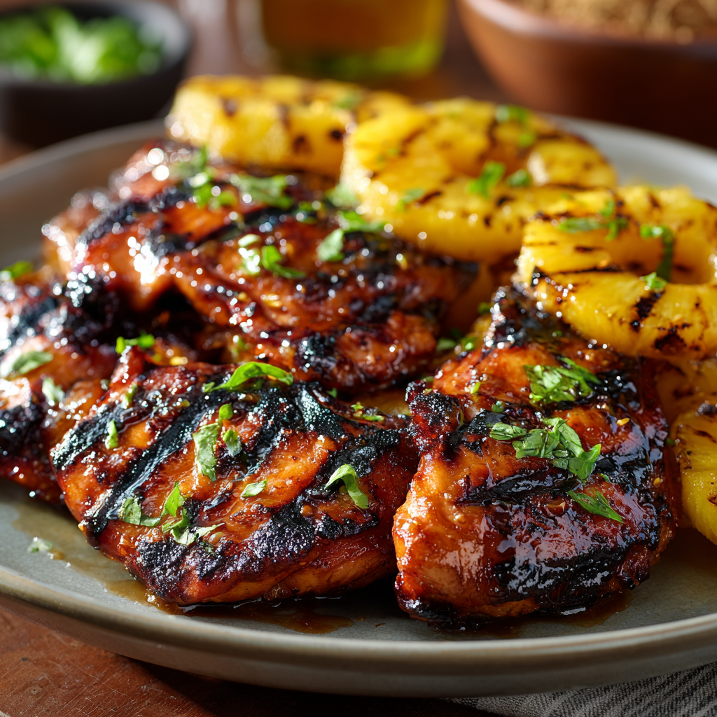Grilled Huli Huli Chicken Thighs with Pineapple Glaze