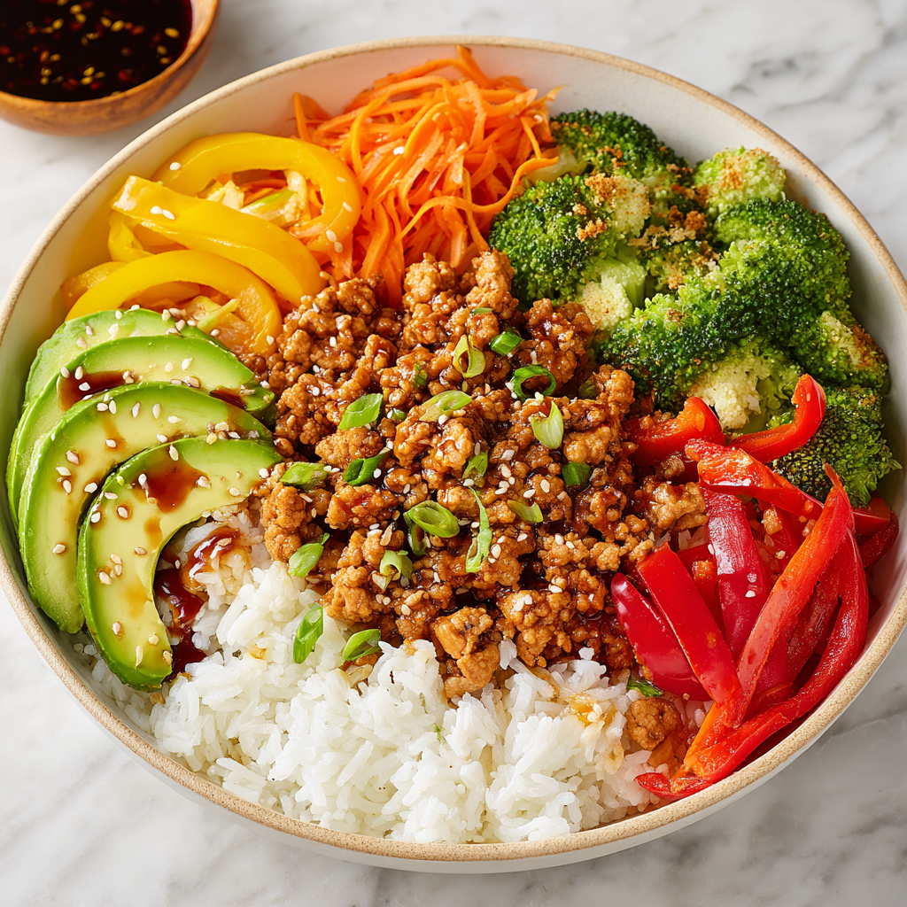Ground Turkey Teriyaki Bowl with Coconut Rice