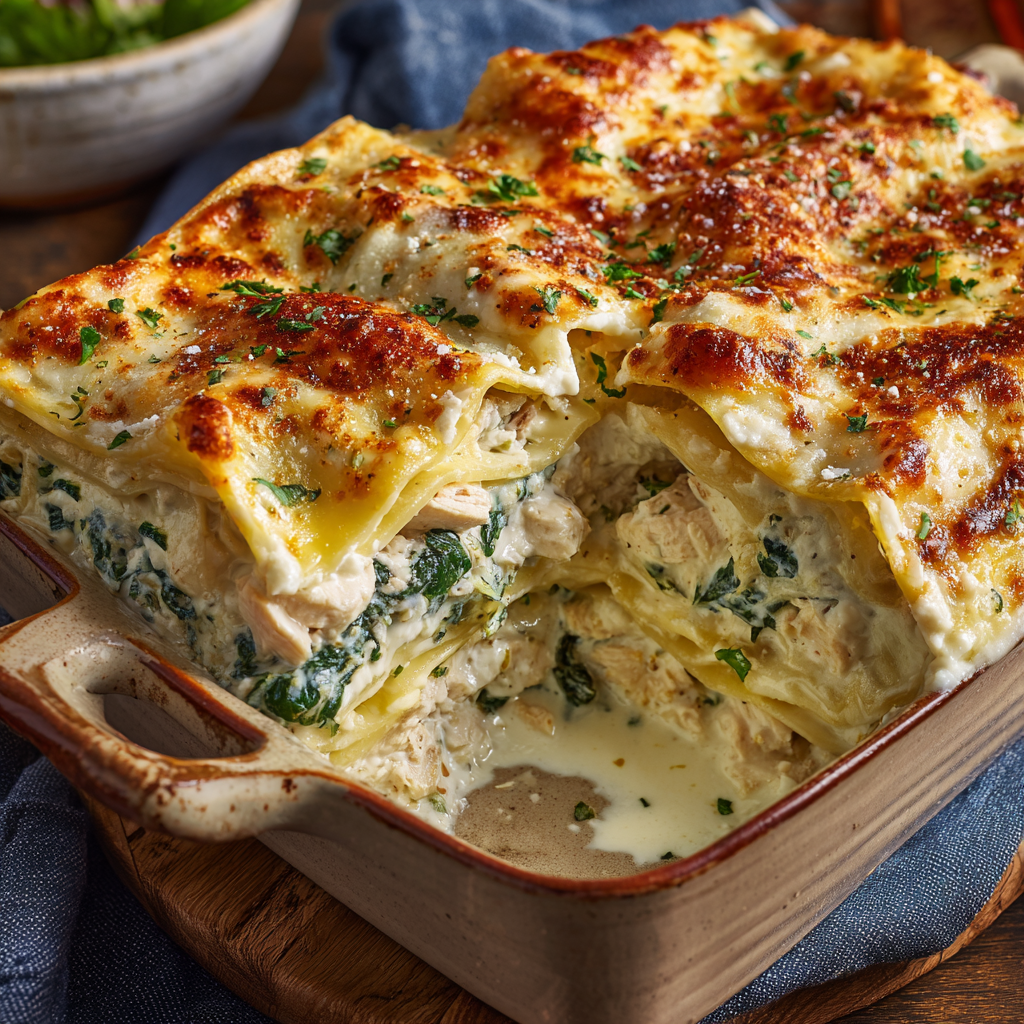 White Chicken Spinach Lasagna
