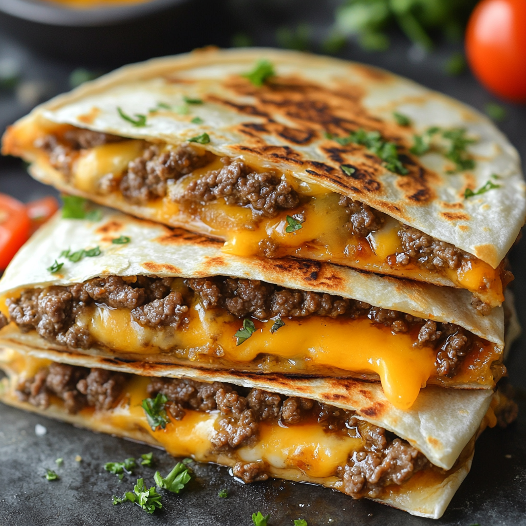 Cheesy Ground Beef Quesadillas