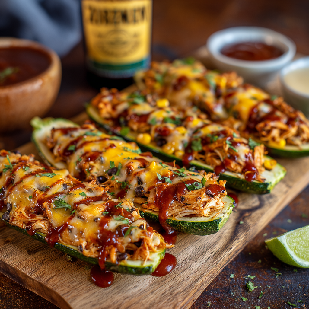 BBQ Chicken Stuffed Zucchini Boats