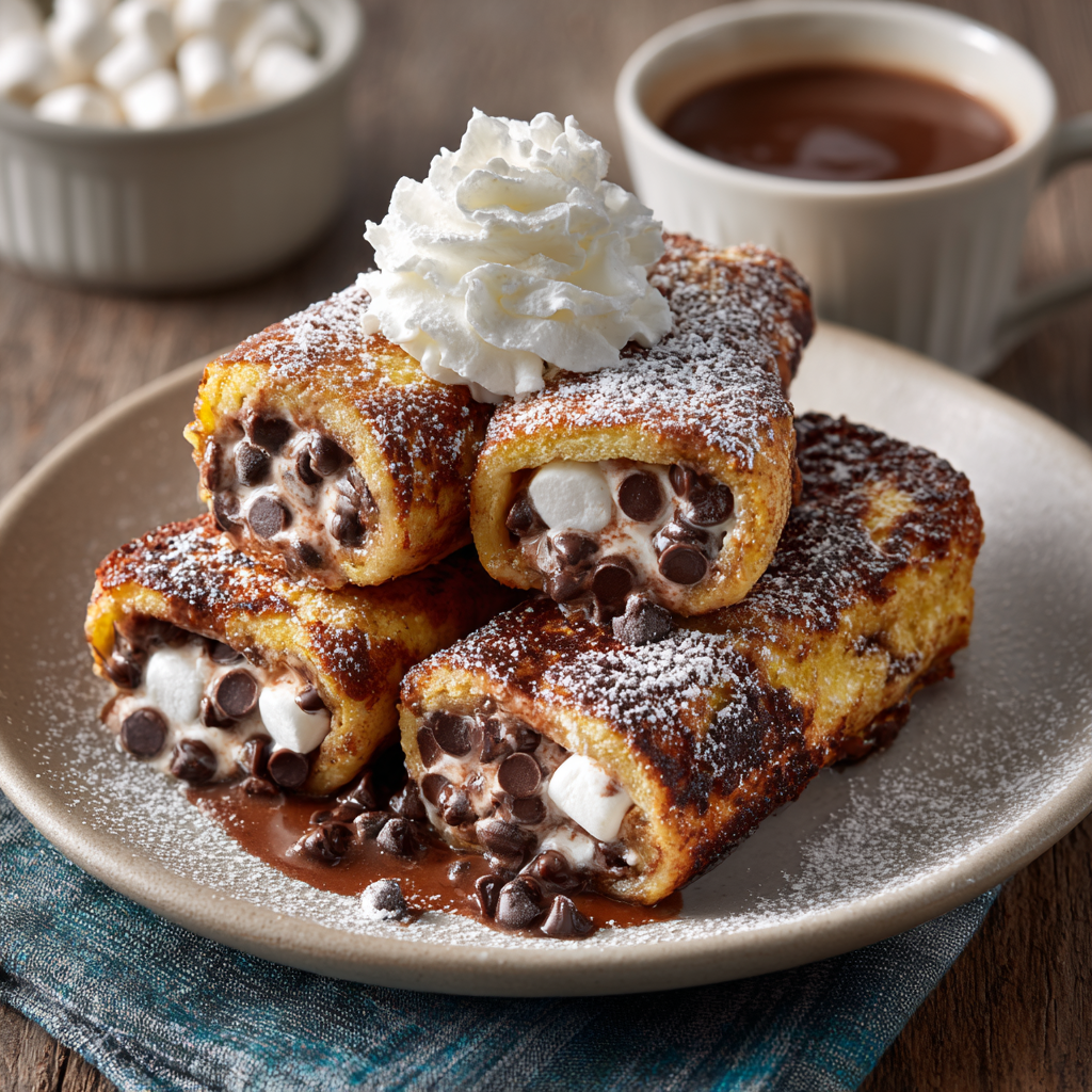 Hot Cocoa French Toast Roll-Ups