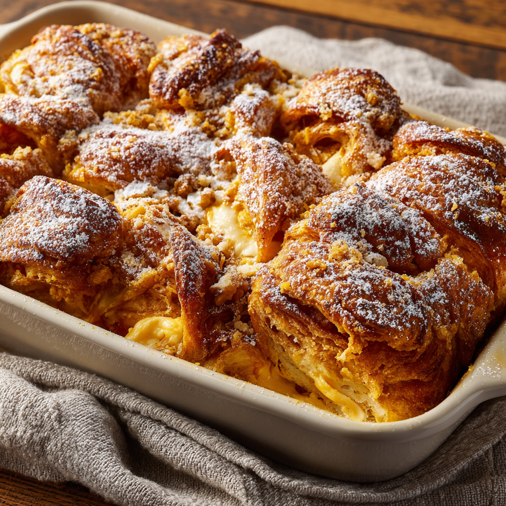 Maple Pumpkin Cream Cheese Croissant Bake