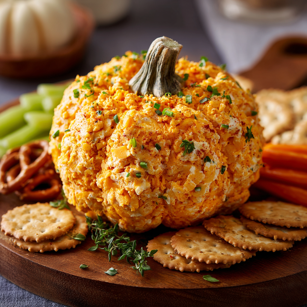Pumpkin Cheese Ball with Crackers