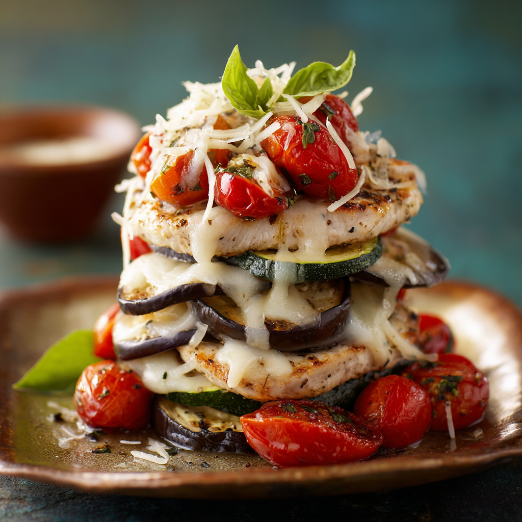 Turkey-Vegetable Parmesan Stacks
