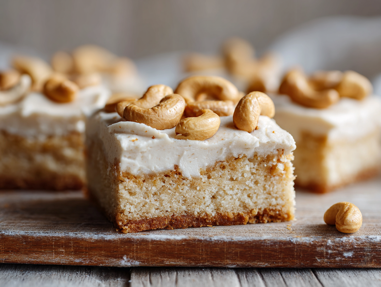 Cashew Sour Cream Bars with Buttery Frosting
