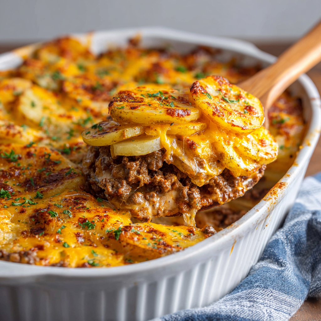 Cheesy Ground Beef & Potato Casserole (One-Pan Dinner!)