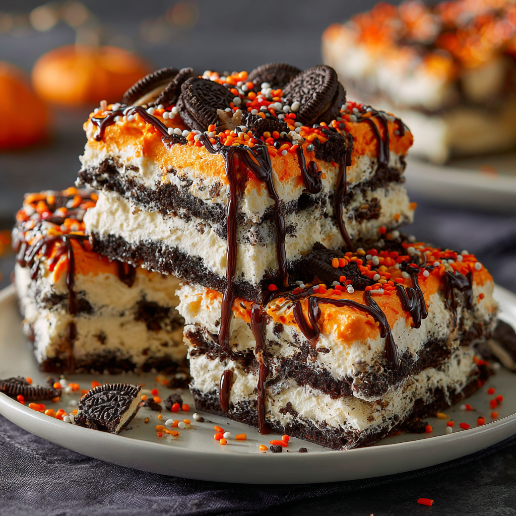 Halloween Oreo Icebox Cake