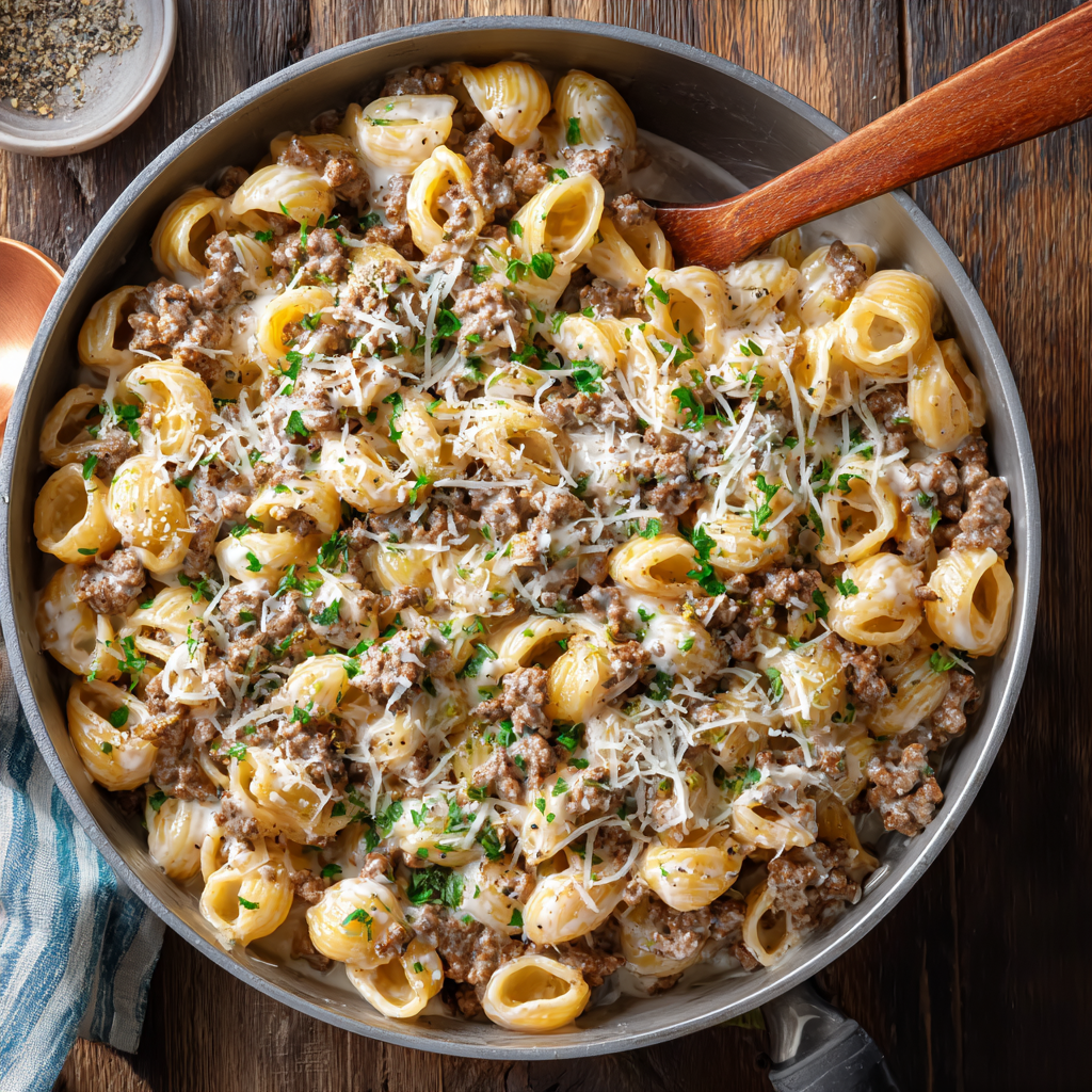 High Protein Creamy Beef Pasta