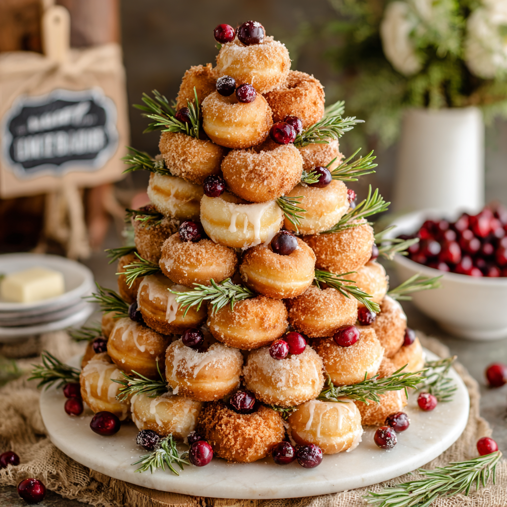 Holiday Donut Christmas Tree (10-Minute Showstopper)