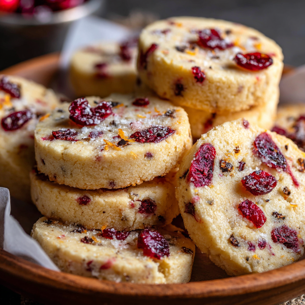 Cranberry Orange Shortbread Cookies