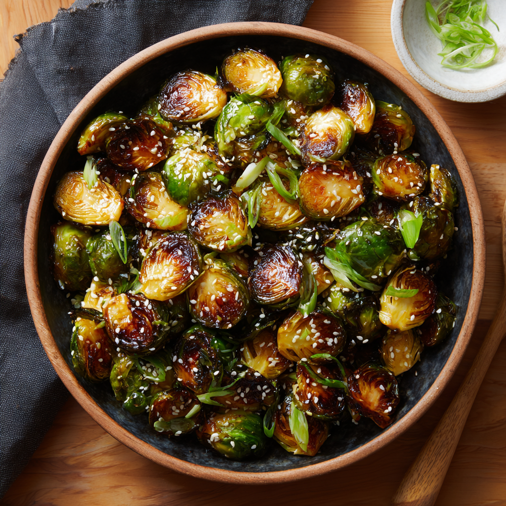 Miso-Sesame Glazed Brussels Sprouts