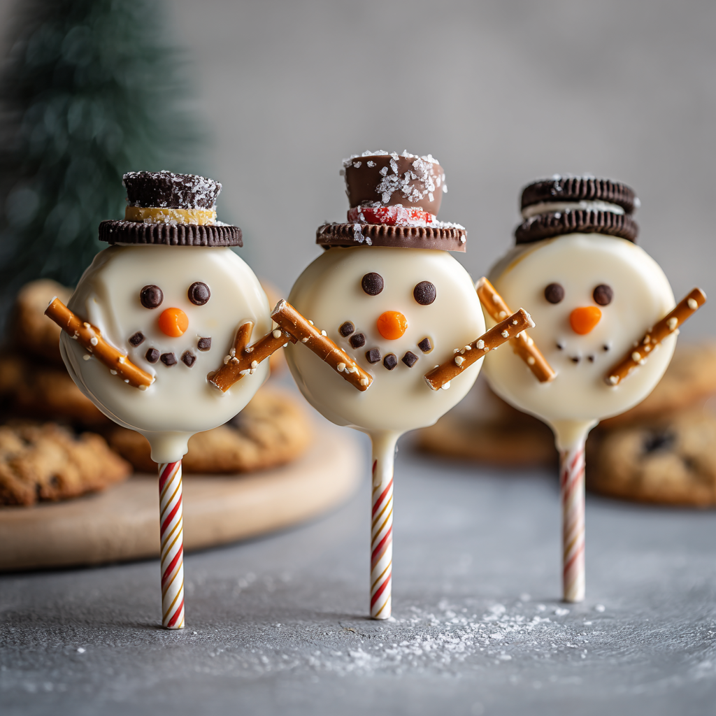 Vegan No-Bake Snowman Oreo Pops