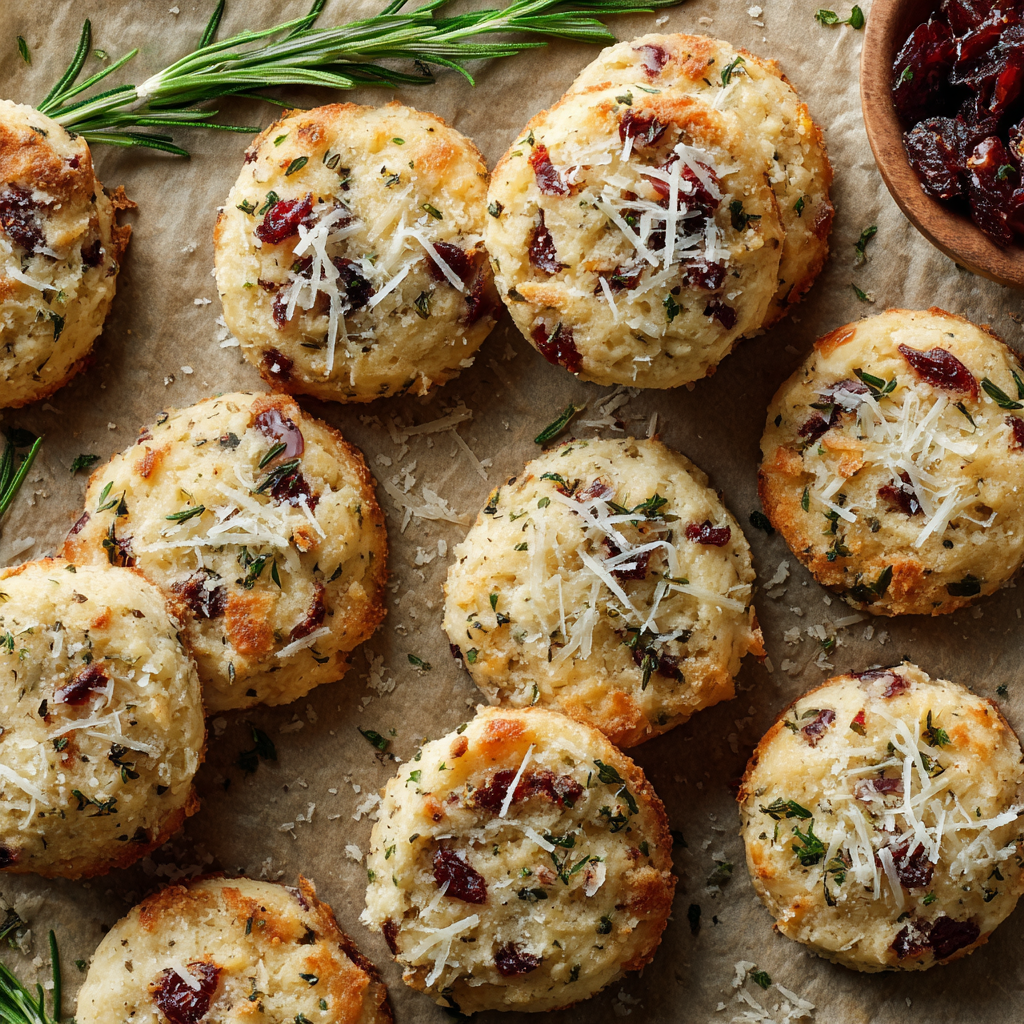 Savory Cranberry Rosemary Parmesan Cookies