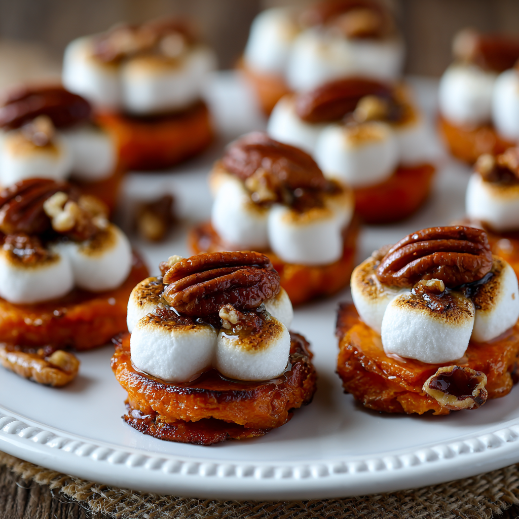 Sweet Potato Bites with Marshmallow & Pecans