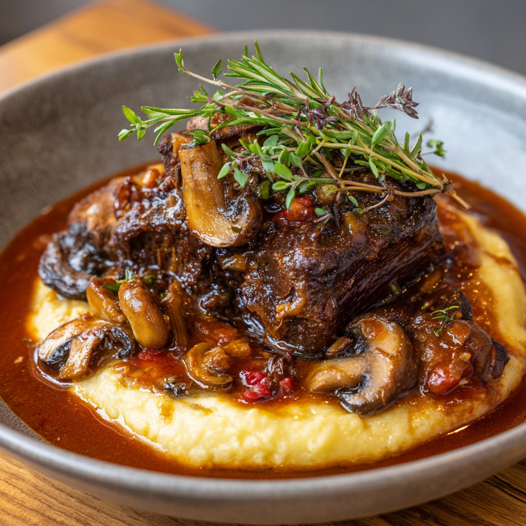 Tender Short Rib Ragu Over Truffle Parmesan Mash