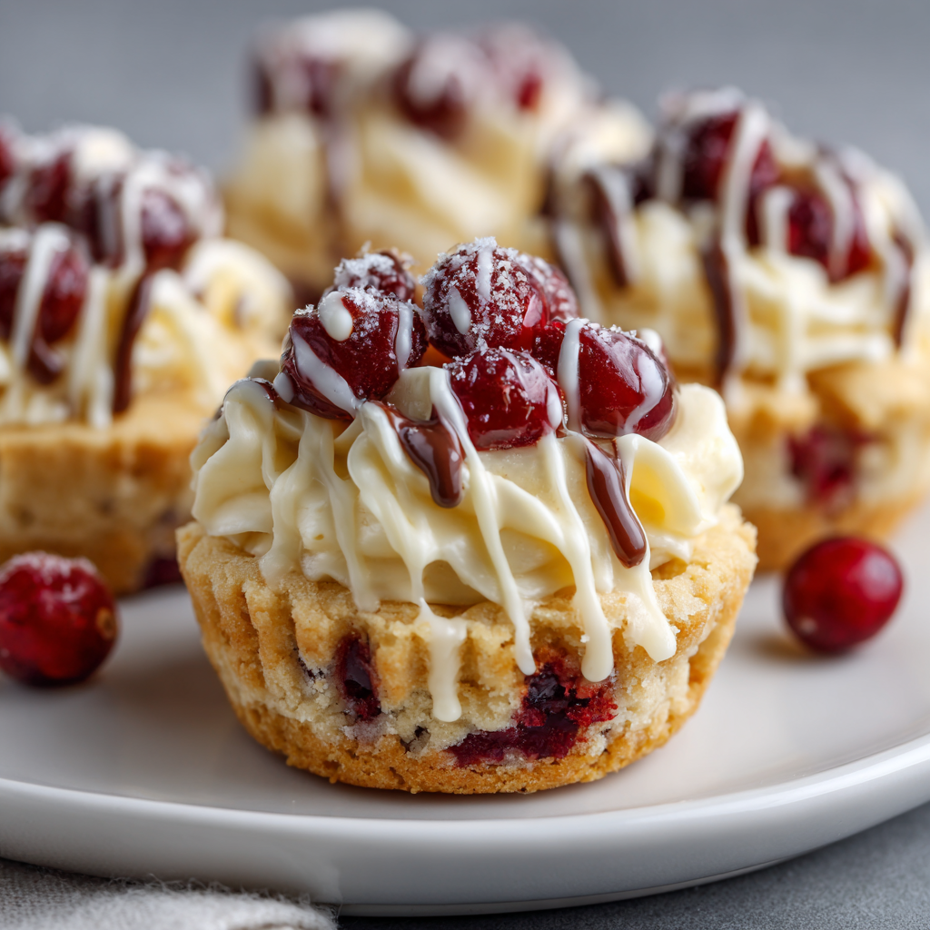 White Chocolate Cranberry Cheesecake Cookie Cups