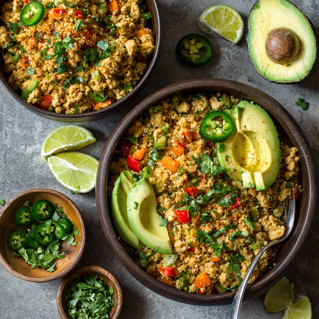 20-Minute Spicy Cauliflower Rice with Ground Turkey