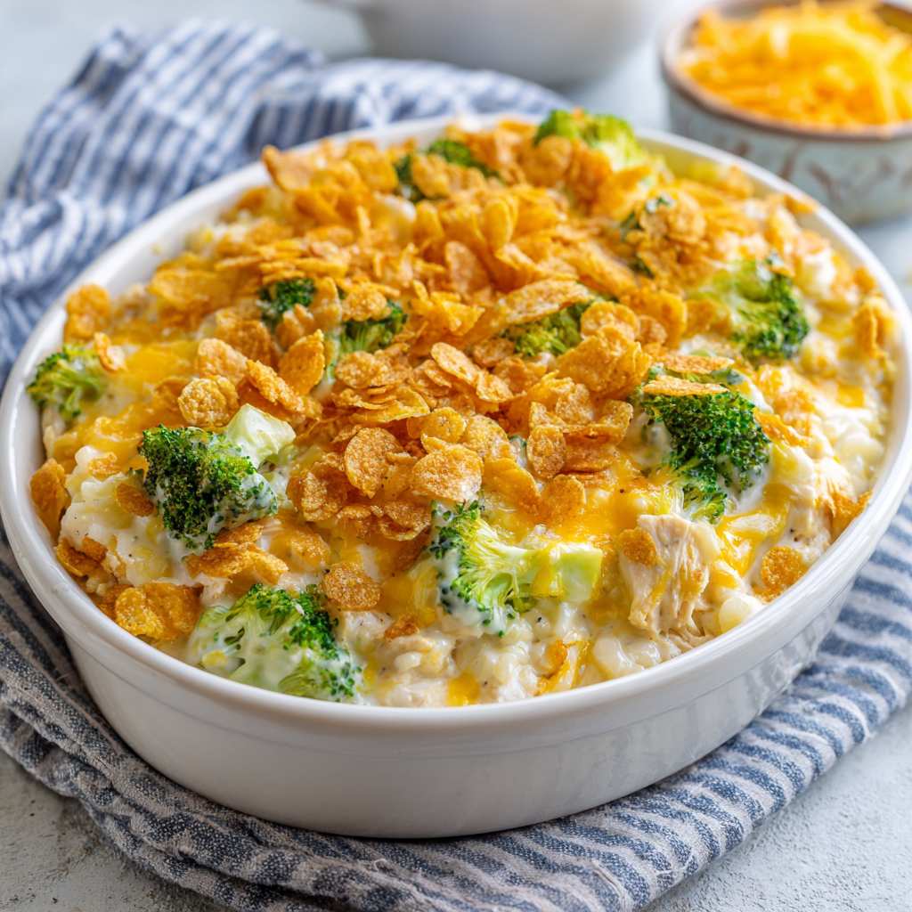 Chicken Broccoli Rice Dinner : Creamy, Cheesy & Crunchy Bake